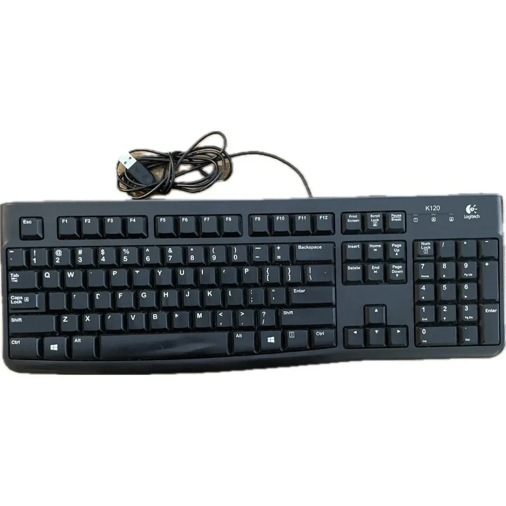 Logitech K120 920-002851 Wired Keyboard Black Tested Working*